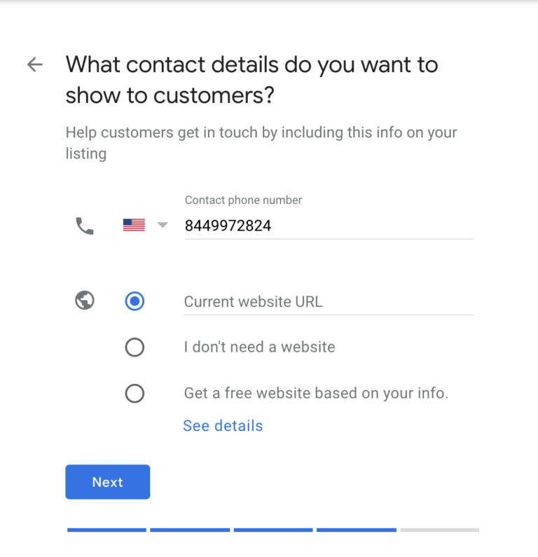 google my business contact details