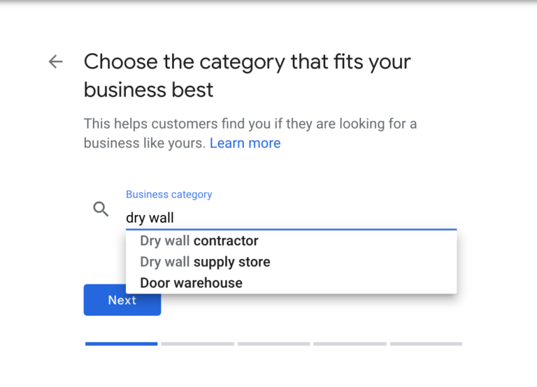 google my business main category